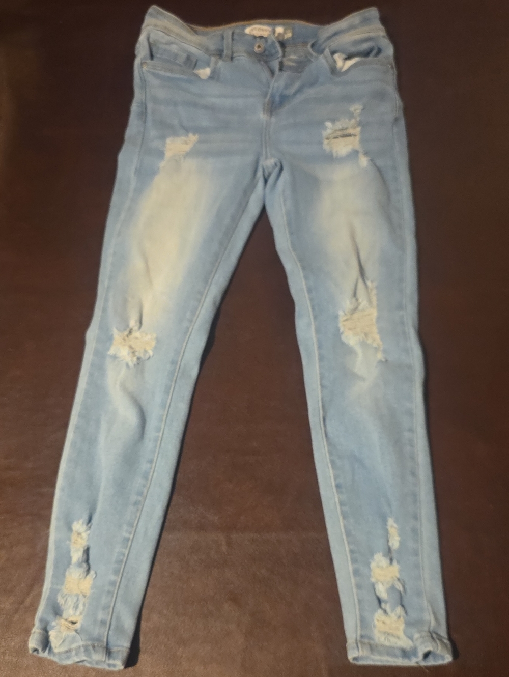 Classic Light Blue Distressed Skinny Jeans - Women